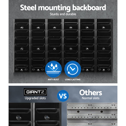 Giantz 48 Storage Bin Rack Wall Mounted Peg Board -tools