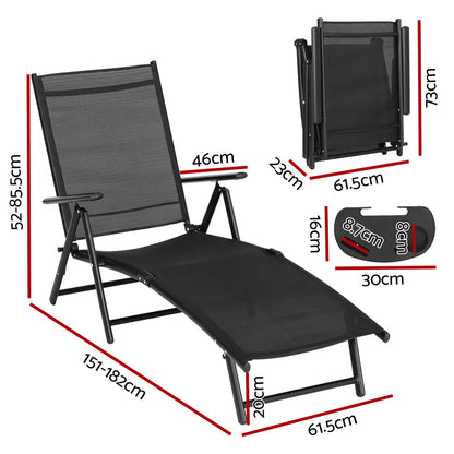 Gardeon Sun Lounge Outdoor Lounger Aluminium Folding Beach Chair Camping Patio