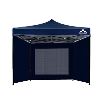 Instahut Gazebo Pop Up Marquee 3x3 Folding Tent Gazebos Camping 500D Oxford Navy