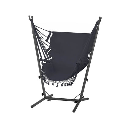 Gardeon Hammock Chair Outdoor Camping Hanging with Stand Grey