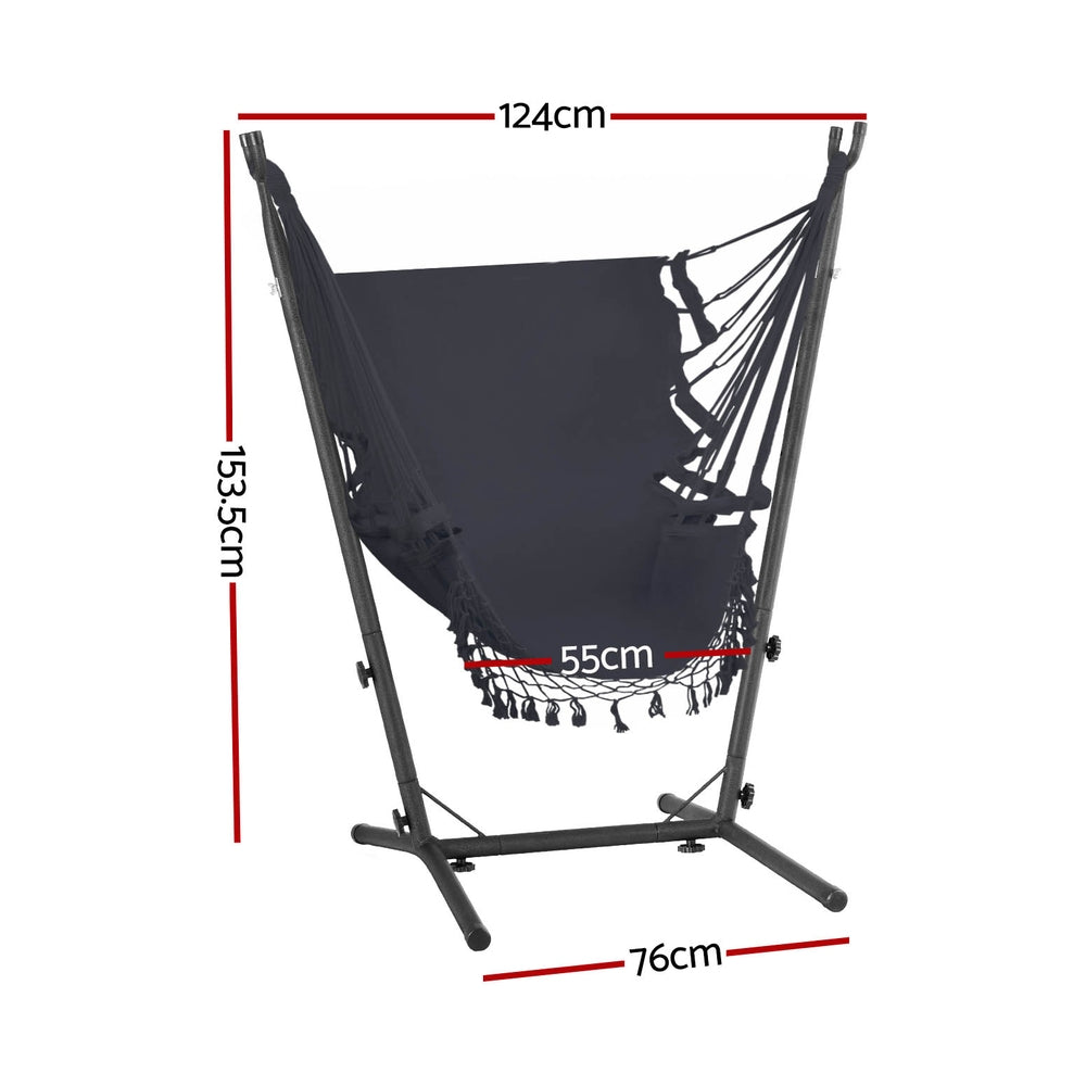 Gardeon Hammock Chair Outdoor Camping Hanging with Stand Grey