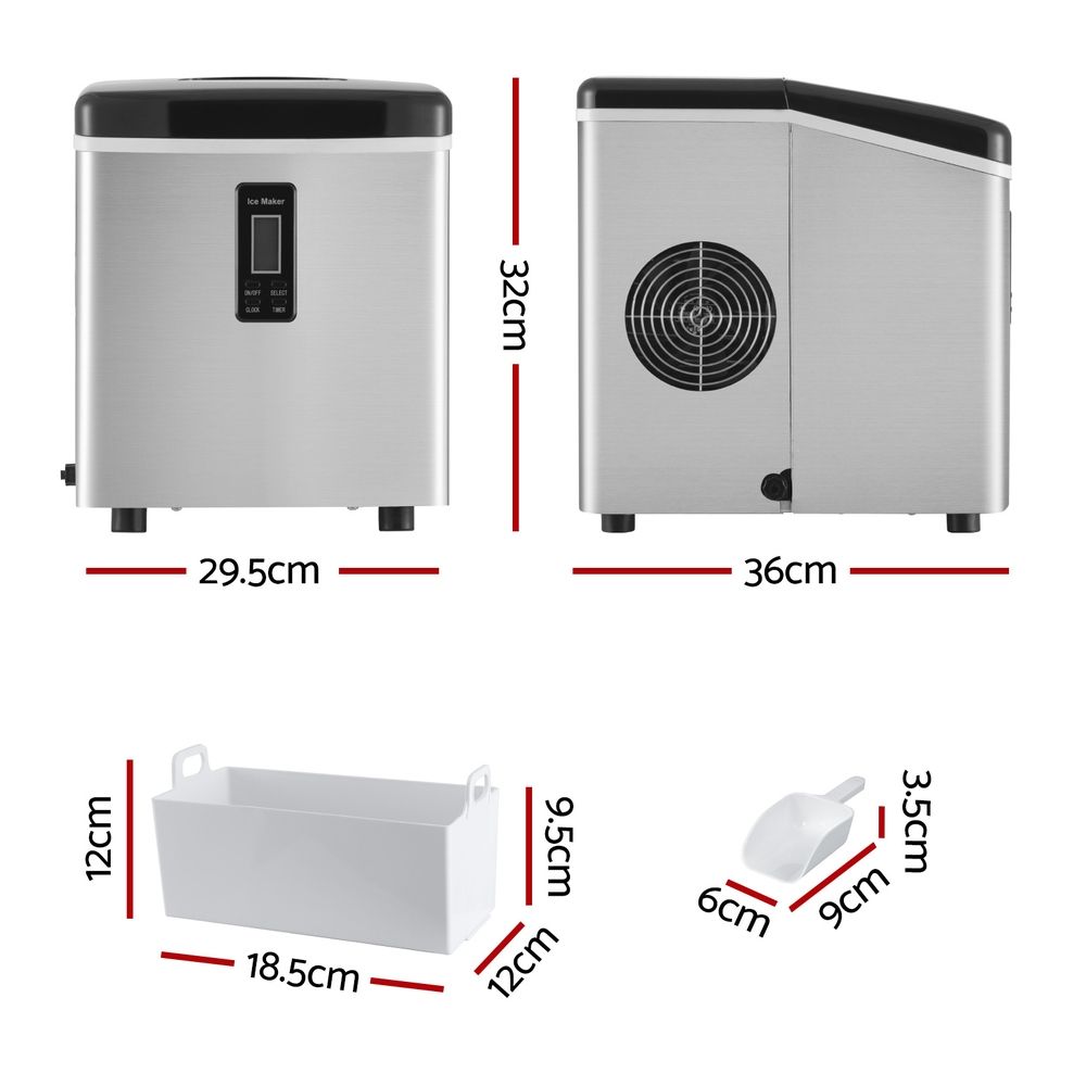 Devanti 15kg Ice Maker Machine Silver
