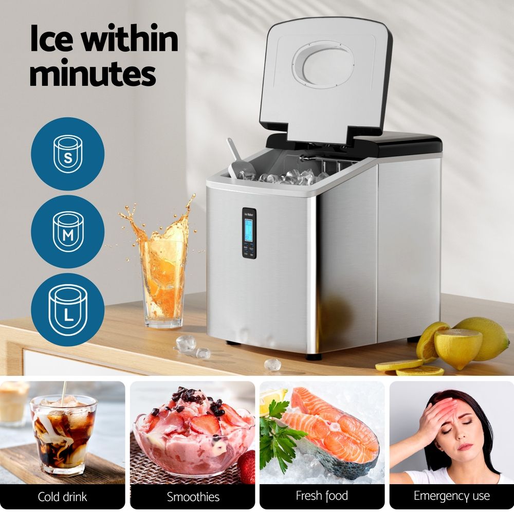 Devanti 15kg Ice Maker Machine Silver