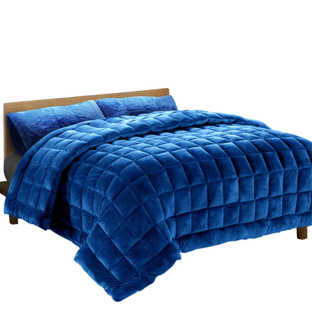 Giselle Bedding Faux Mink Quilt Blue Super King