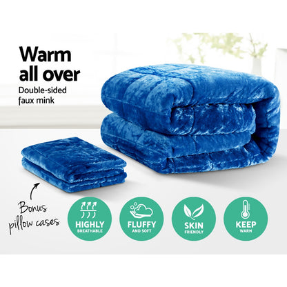 Giselle Bedding Faux Mink Quilt Blue Super King