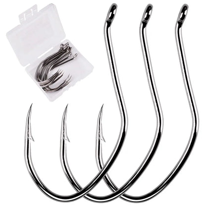 10pcs/Box Barbed Catfish Fishing Hooks High Carbon Steel Catfish Hook 6/0 -10 Fishhook V Sharp Circle Hook Fishing Tackle Box