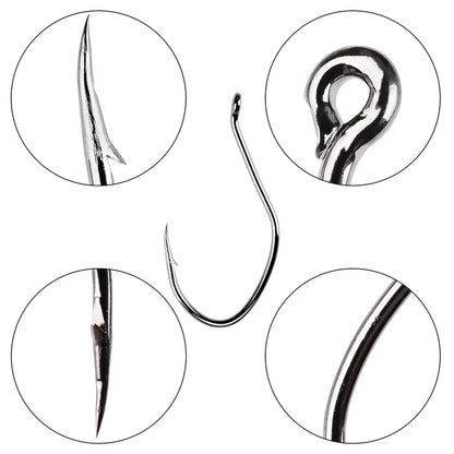 10pcs/Box Barbed Catfish Fishing Hooks High Carbon Steel Catfish Hook 6/0 -10 Fishhook V Sharp Circle Hook Fishing Tackle Box