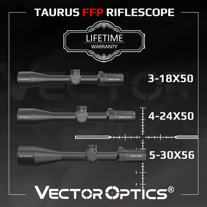 Vector Optics Taurus 3-18x50/4-24x50/5-30x56 FFP Tactical Riflescope With Illumination For Long Range Shooting Hunting Fit .338