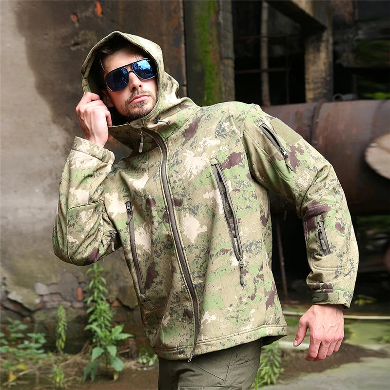 Tactical Waterproof Windproof Soft Shell Hunting Jacket Men Winter Warm Military Army Hooded Coat Outdoor Camping Hiking Clothes