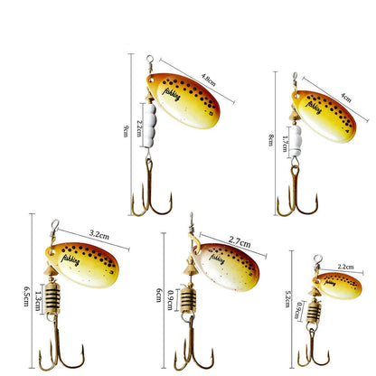 Spinner Bait Fishing Lure 3.9g 4.6g 7.4g 10.8g 15g Rotating Spinners Spoon Lures pike Metal With Treble Hooks Fishing goods