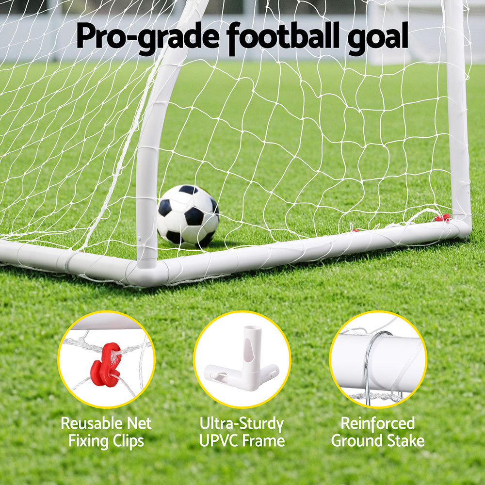 Everfit 12FT Soccer Football Goal Net UPVC Frame with PE Mesh Weatherproof Portable Goals for Backyard Training Competitive Play
