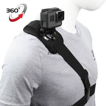 For Go pro Accessories 360° shoulder Strap Mount Harness for Gopro Hero 11 10 9 8 7 6 5 4 SJ4000 for Xiaomi Yi Camera Chest