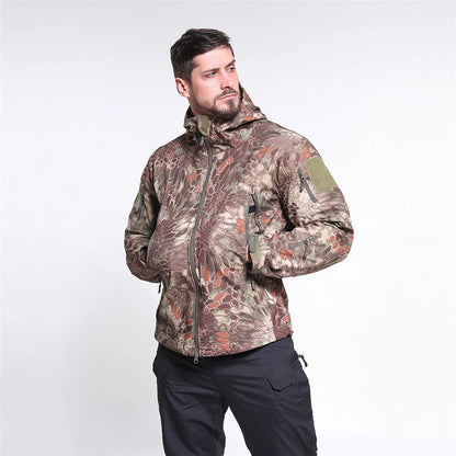 Tactical Waterproof Windproof Soft Shell Hunting Jacket Men Winter Warm Military Army Hooded Coat Outdoor Camping Hiking Clothes