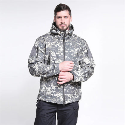 Tactical Waterproof Windproof Soft Shell Hunting Jacket Men Winter Warm Military Army Hooded Coat Outdoor Camping Hiking Clothes