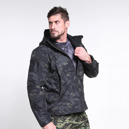 Tactical Waterproof Windproof Soft Shell Hunting Jacket Men Winter Warm Military Army Hooded Coat Outdoor Camping Hiking Clothes