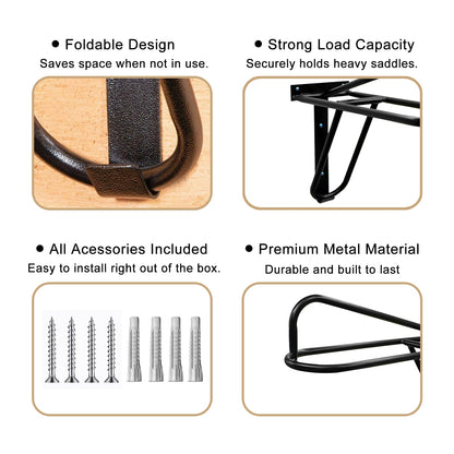 Samland Foldable Saddle Rack Wall Mounted Saddle Stand Space-Saving Steel Holder for Horse Tack