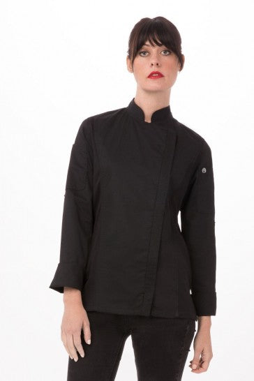Hartford Women's Black Zipper L Chef Jacket by Chef Works
