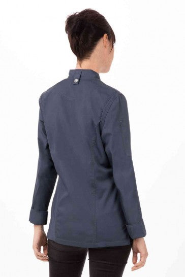 Hartford Women's Blue Zipper L Chef Jacket by Chef Works