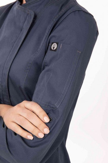 Hartford Women's Blue Zipper L Chef Jacket by Chef Works