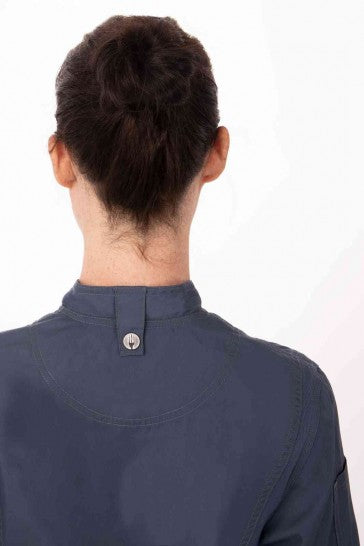 Hartford Women's Blue Zipper L Chef Jacket by Chef Works