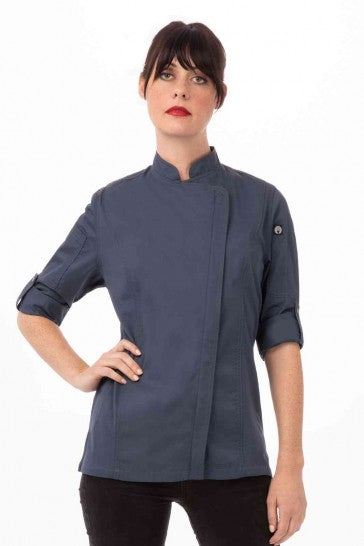 Hartford Women's Blue Zipper M Chef Jacket by Chef Works