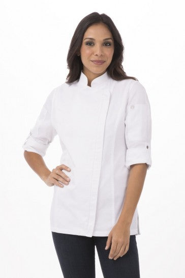 Hartford Women's White Zipper XS Chef Jacket by Chef Works