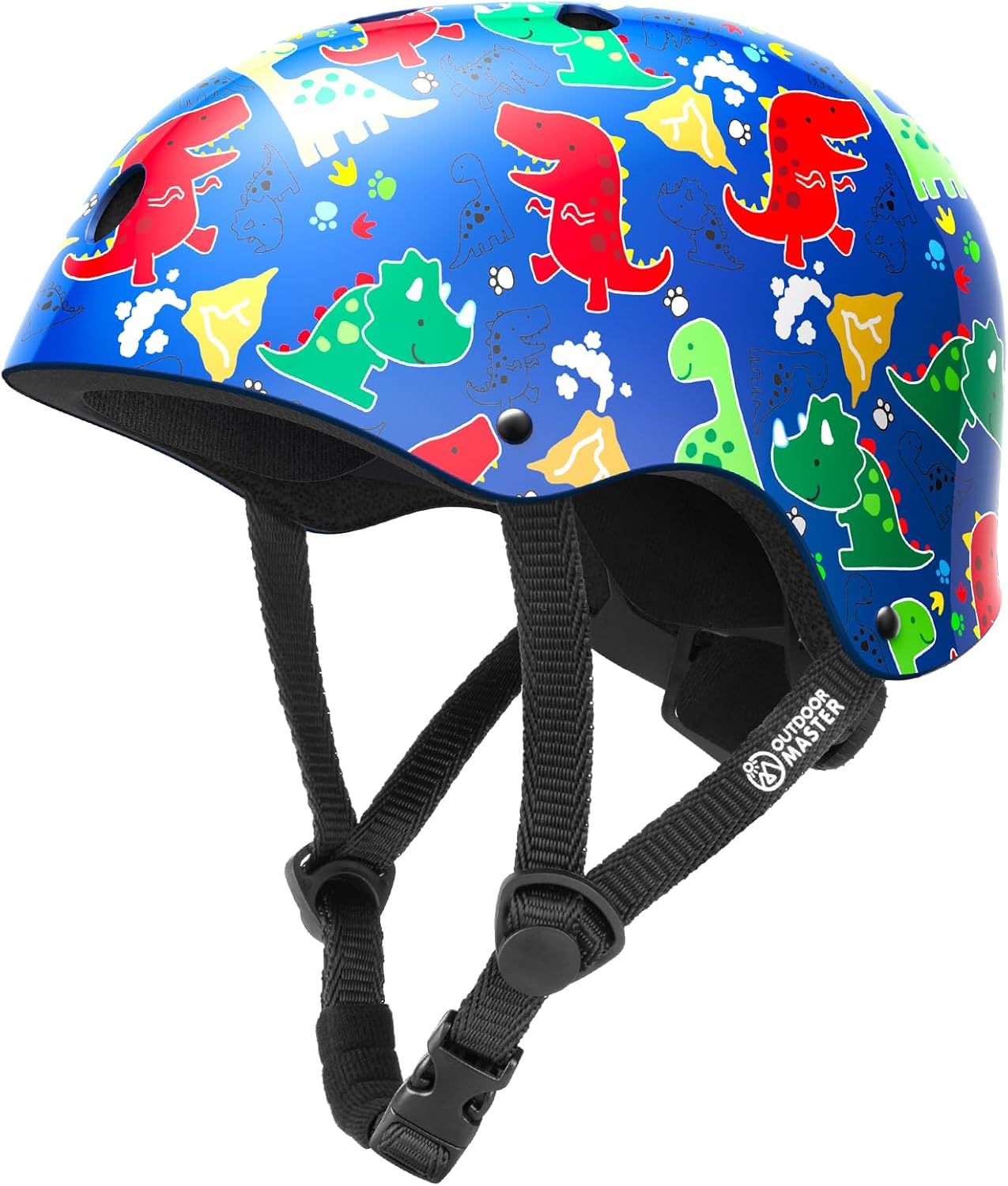 OutdoorMaster Youth & Kids Bike Helmet - Adjustable Multi-Sports Skateboard Helmet with Removable Liners for Balance Bike, Kids Scooter, One Wheel Hoverboard,Graffiti-style helmet-Dino Volcanoland-Medium
