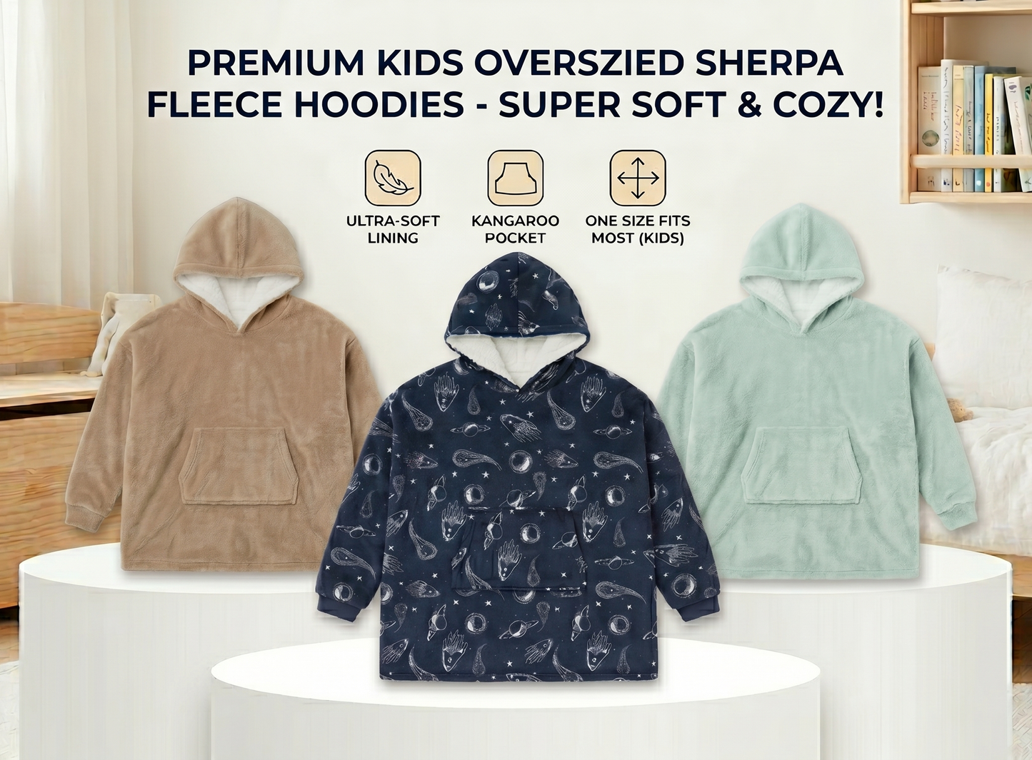 Kids Oversized Giant Wearable Blanket Hoodie Sherpa Fleece Sweatshirt Pullover - Purple Leopard - One Size Fits All (AU/EU)