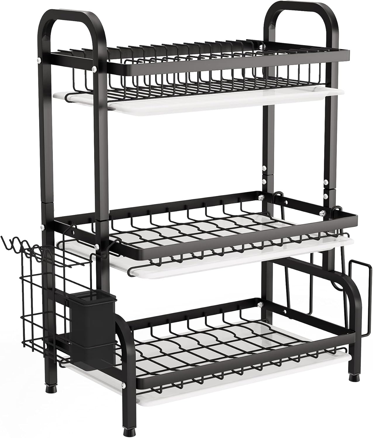 Dish Drying Rack 3 Tier Large Capacity Kitchen Storage with Utensil and Cutting Board Holder