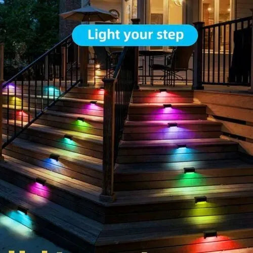 Outdoor Solar LED Deck Lights - 8-Pack Multicoloured Warm White Garden Pathway Lamps