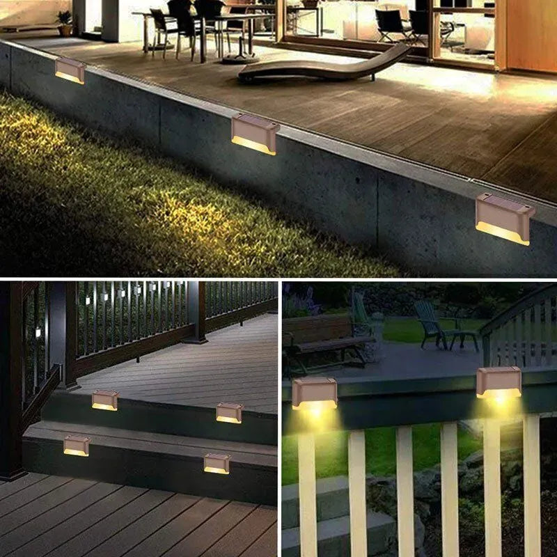 Outdoor Solar LED Deck Lights - 12-Pack Multicoloured Warm White Pathway and Garden Lamps