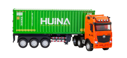 1:18 Scale 9-Channel Alloy Remote Control Container Truck with Lights & Sound for Indoor Play