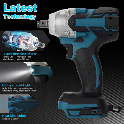 1/2" Cordless Impact Wrench Driver Brushless Rattle Gun For Makita 18V Battery