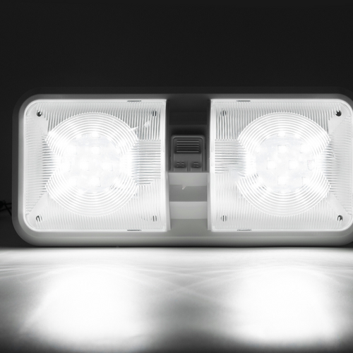 12V RV Interior LED Ceiling Light Boat Camper Caravan Trailer Double Dome Light
