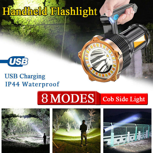 Most Powerful 1200lm LED Flashlight Super Bright Torch Lamp USB Rechargeable