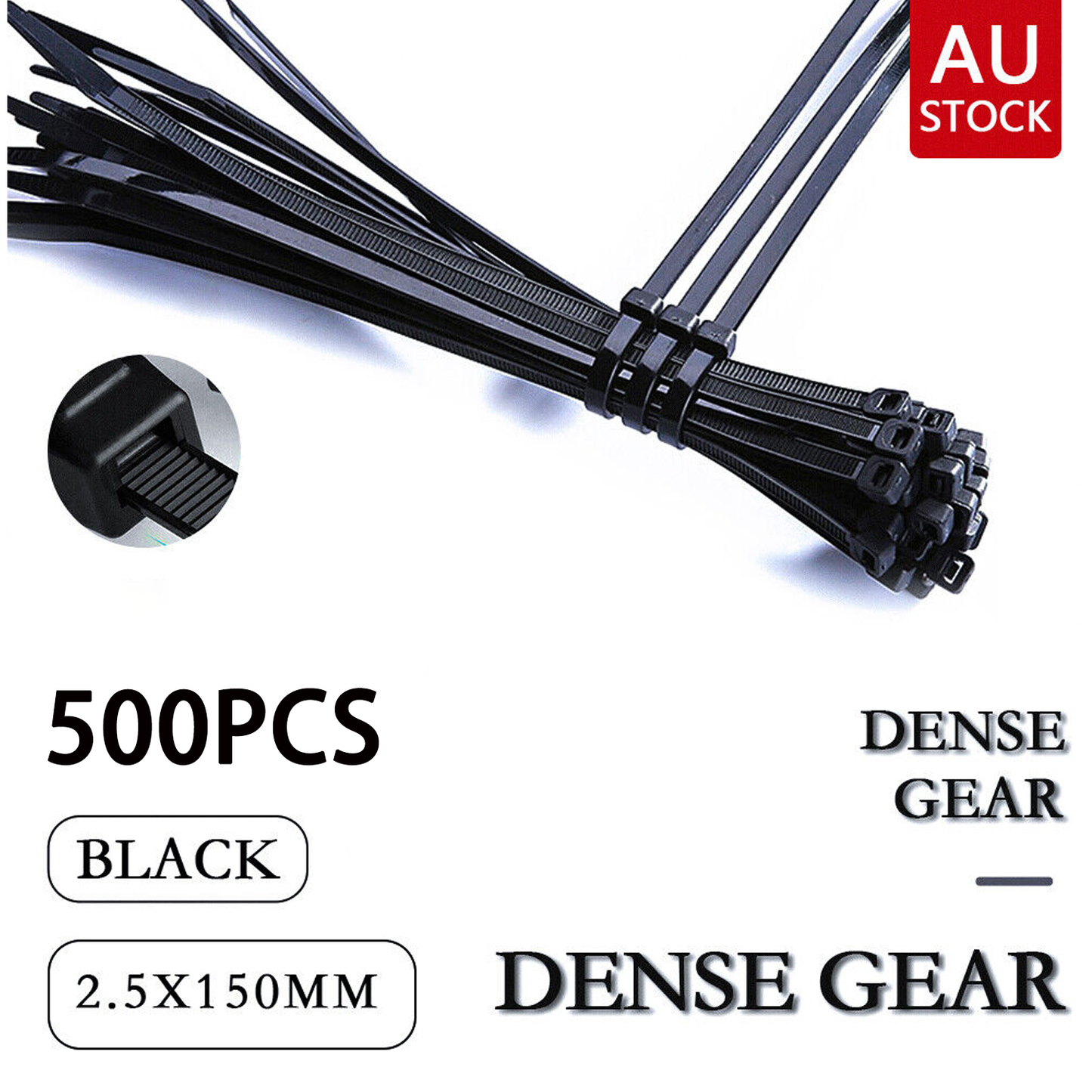 Cable Ties Zip Ties Nylon UV Stabilised 500pc Bulk Black Cable Tie 150mm x 2.5mm