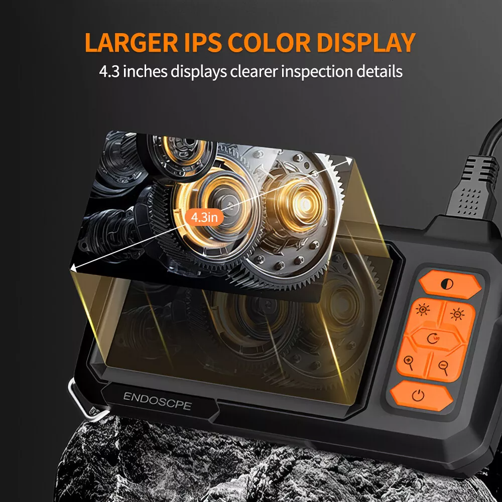 4.3" Screen Industrial Endoscope 8mm Borescope Inspection 1080P HD Camera 5M