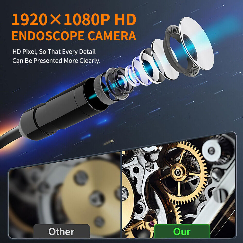 4.3" Screen Industrial Endoscope 8mm Borescope Inspection 1080P HD Camera 5M