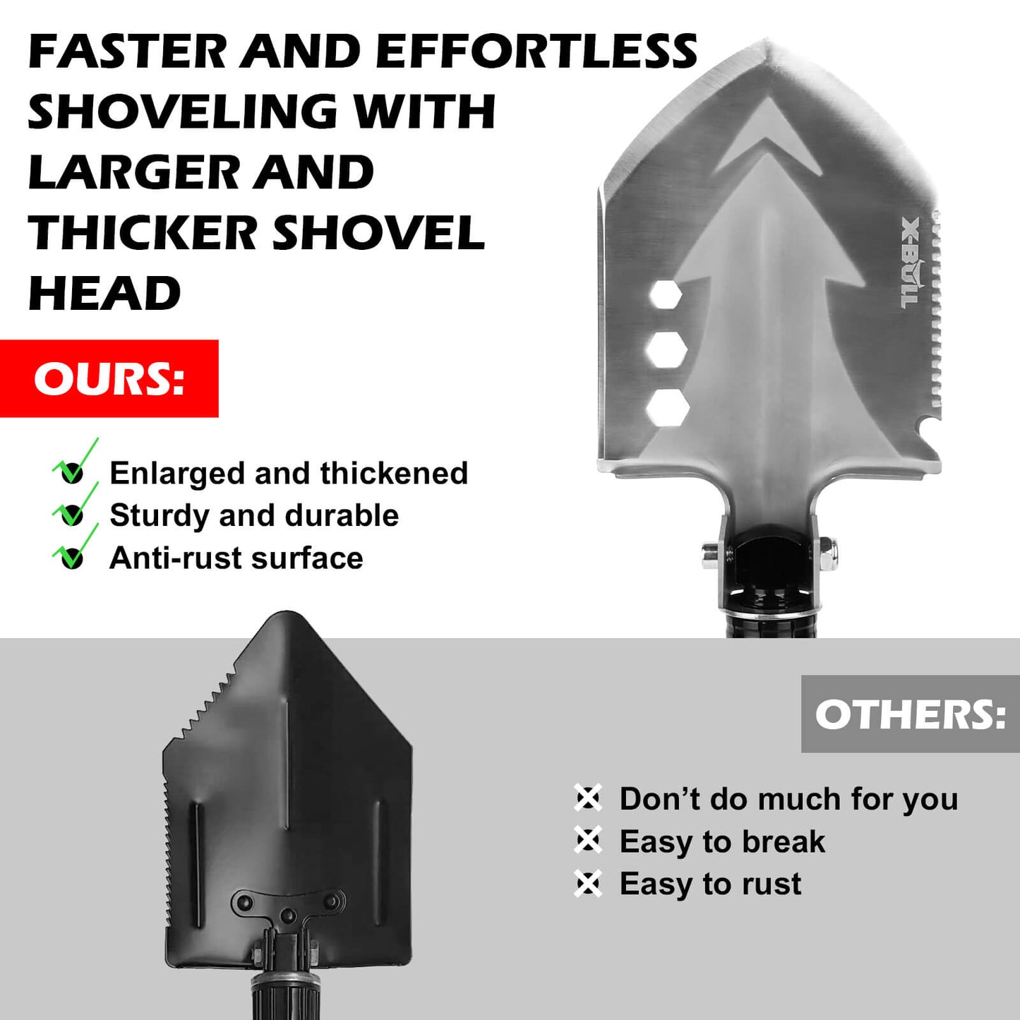 X-BULL 4WD Recovery Kit Snatch Strap Soft Shackles Folding Shovel Survival 4X4