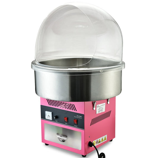 EUROCHEF 1100W Commercial Fairy Floss Machine, Cotton Candy Maker with Bubble Cover
