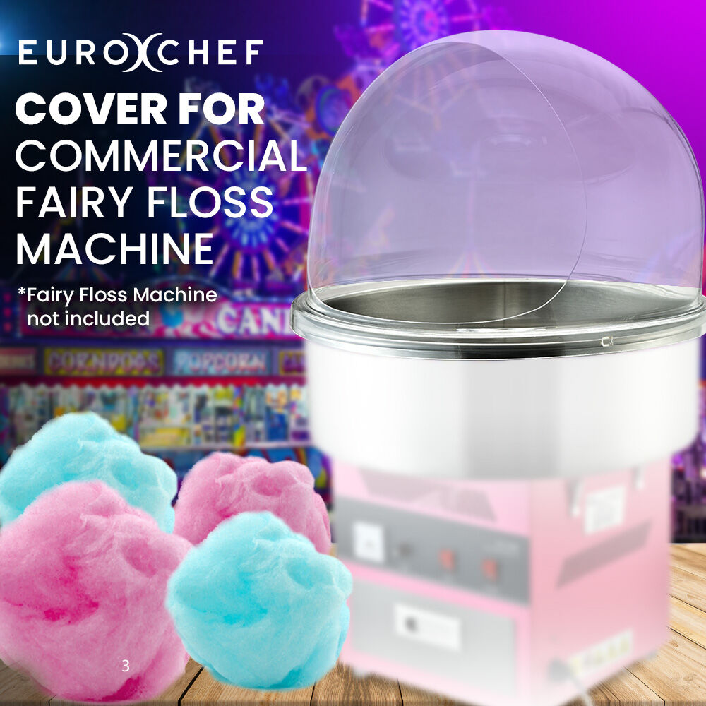 EUROCHEF Commercial Fairy Floss Cotton Candy Maker Machine Bubble Cover 52cm
