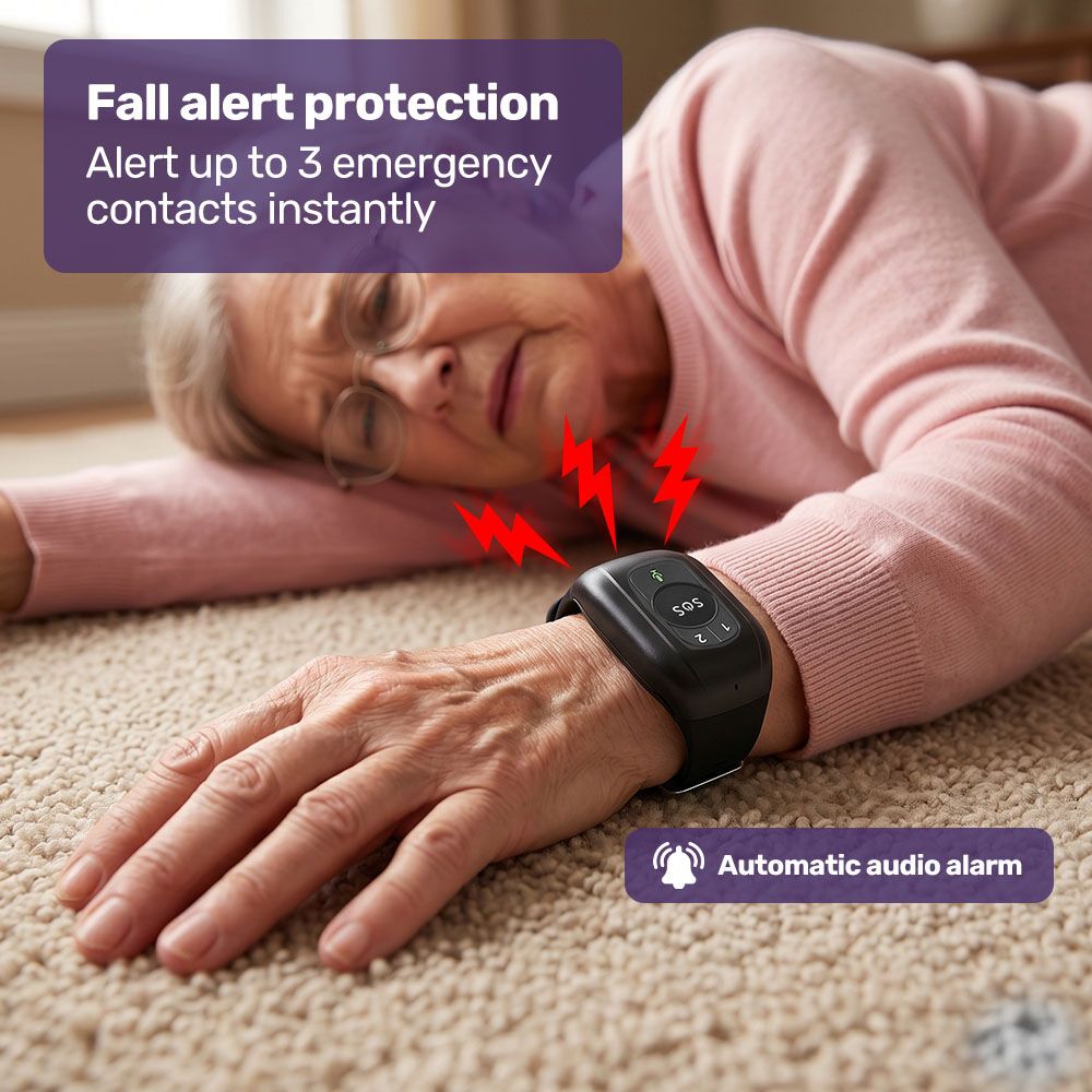 EQUIPMED GPS Fall Detection Emergency Bracelet with SOS Button, for Seniors, 2 Way Calling, Location Tracking, Speed Dial, iPhone and Android Compatible