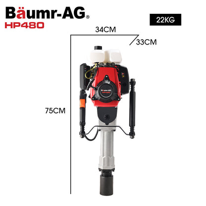 BAUMR-AG HP480 55cc 4-Stroke Petrol Post Driver, with 2 Piling Socket Sleeves