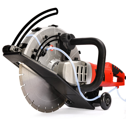 BAUMR-AG 3500W 350mm/14" Electric Concrete Demolition Cut-Off Saw, Wet and Dry Cutting, Diamond Blade, Vacuum Port, 15A Plug