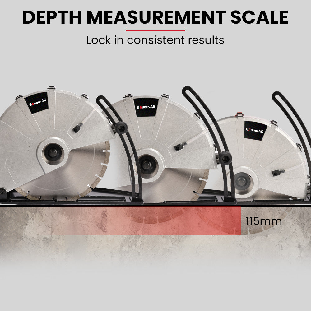 BAUMR-AG 3500W 350mm/14" Electric Concrete Demolition Cut-Off Saw, Wet and Dry Cutting, Diamond Blade, Vacuum Port, 15A Plug