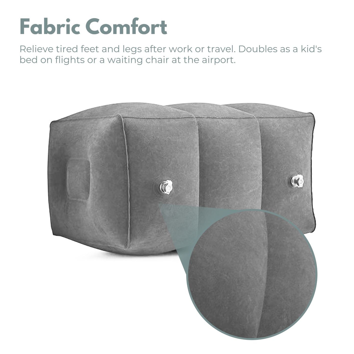 GOMINIMO Inflatable Travel Foot Rest Pillow with Adjustable Three Layers Height (Grey)