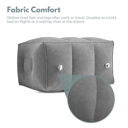 GOMINIMO Inflatable Travel Foot Rest Pillow with Adjustable Three Layers Height (Grey)