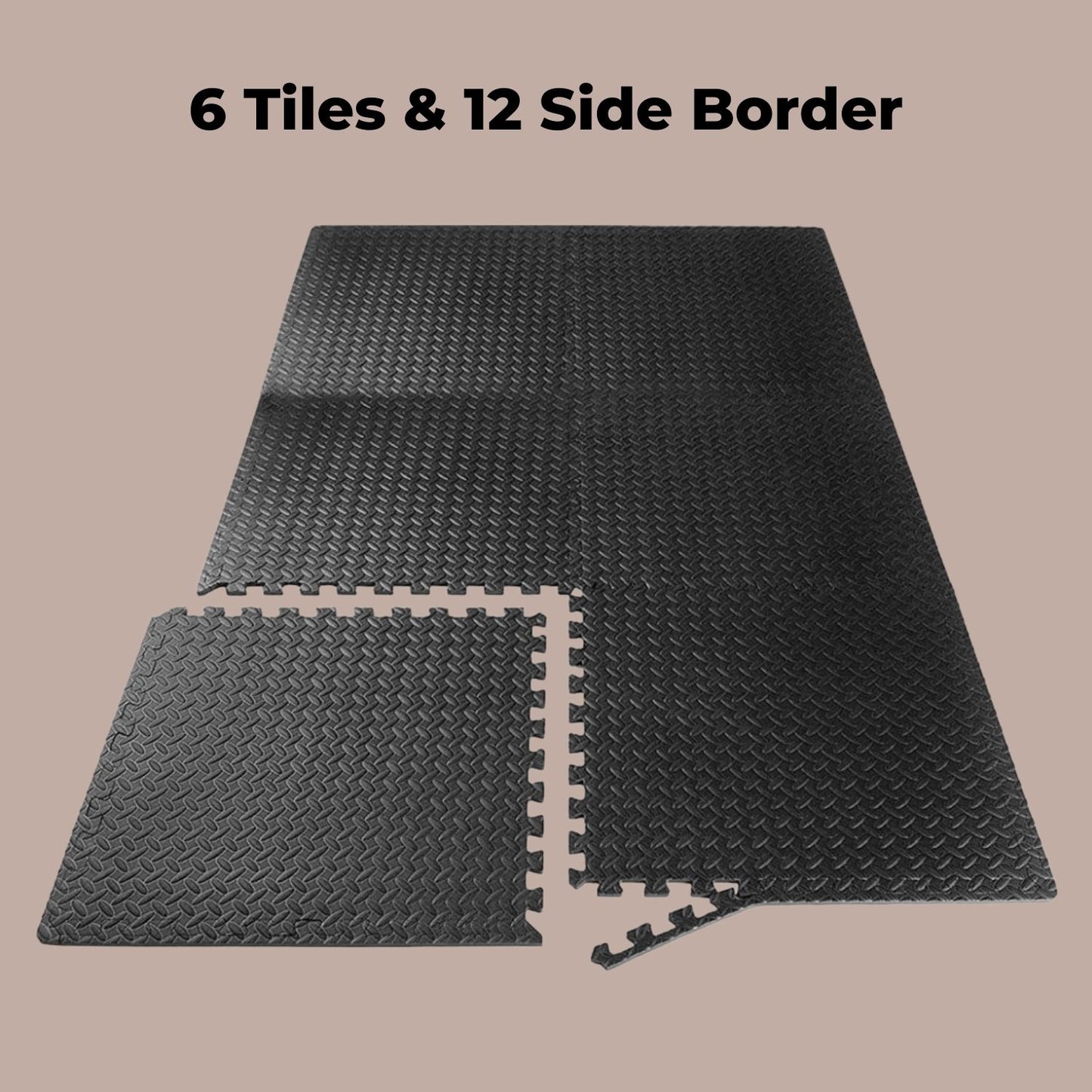 Verpeak Puzzle Gym Mat EVA Interlocking Foam Tiles with Border (Black)