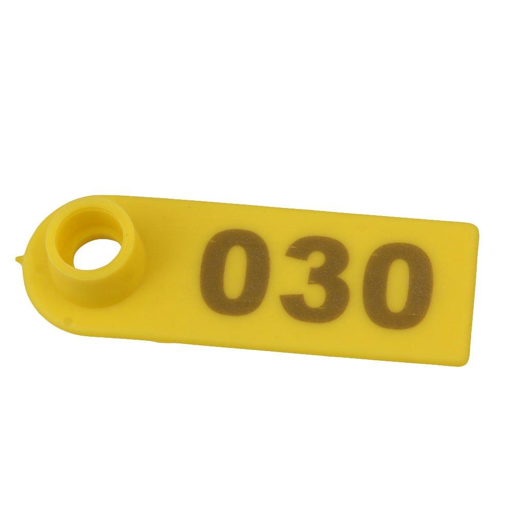 1-100 Cattle Number Ear Tag 5x2cm Set - Yellow Small Pig Sheep Livestock Label