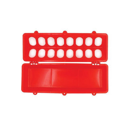 30cm Long Poultry Feeder Feeding Trough Chicken Chick Red Plastic Flip Top Container